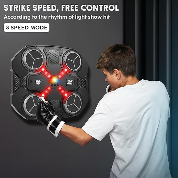 Music Boxing Machine Sport Toys for Kids,Wall Mounted Bluetooth Smart Punching Target Toys