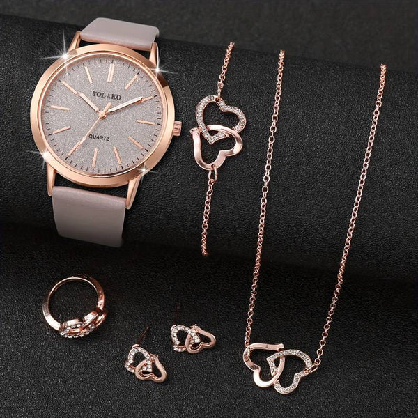6PCS/SET WOMEN’S WATCH CASUAL SHINY QUARTZ WATCH ..free delivery